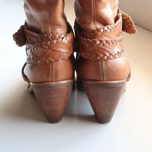 Roots Brazilian Almond Toe Block Heel Western Cowgirl Tall Riding Boots Size 8 - Picture 6 of 16